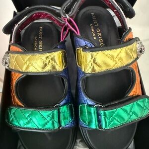 Kurt Geiger Kids Metallic Rainbow Strap Sandals